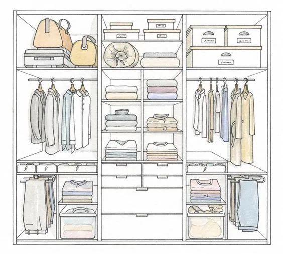 [尚层空间装饰]衣柜内部结构这样布局，解决你家 90% 的收纳难题！